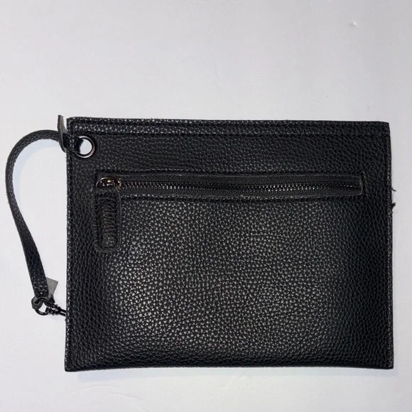Street Level Black Textured Clutch with Wrist Strap - Picture 8 of 10